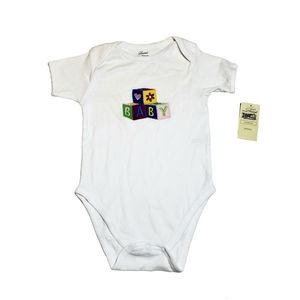Leveret Toy Blocks Onesie Cotton White Size 18-24M